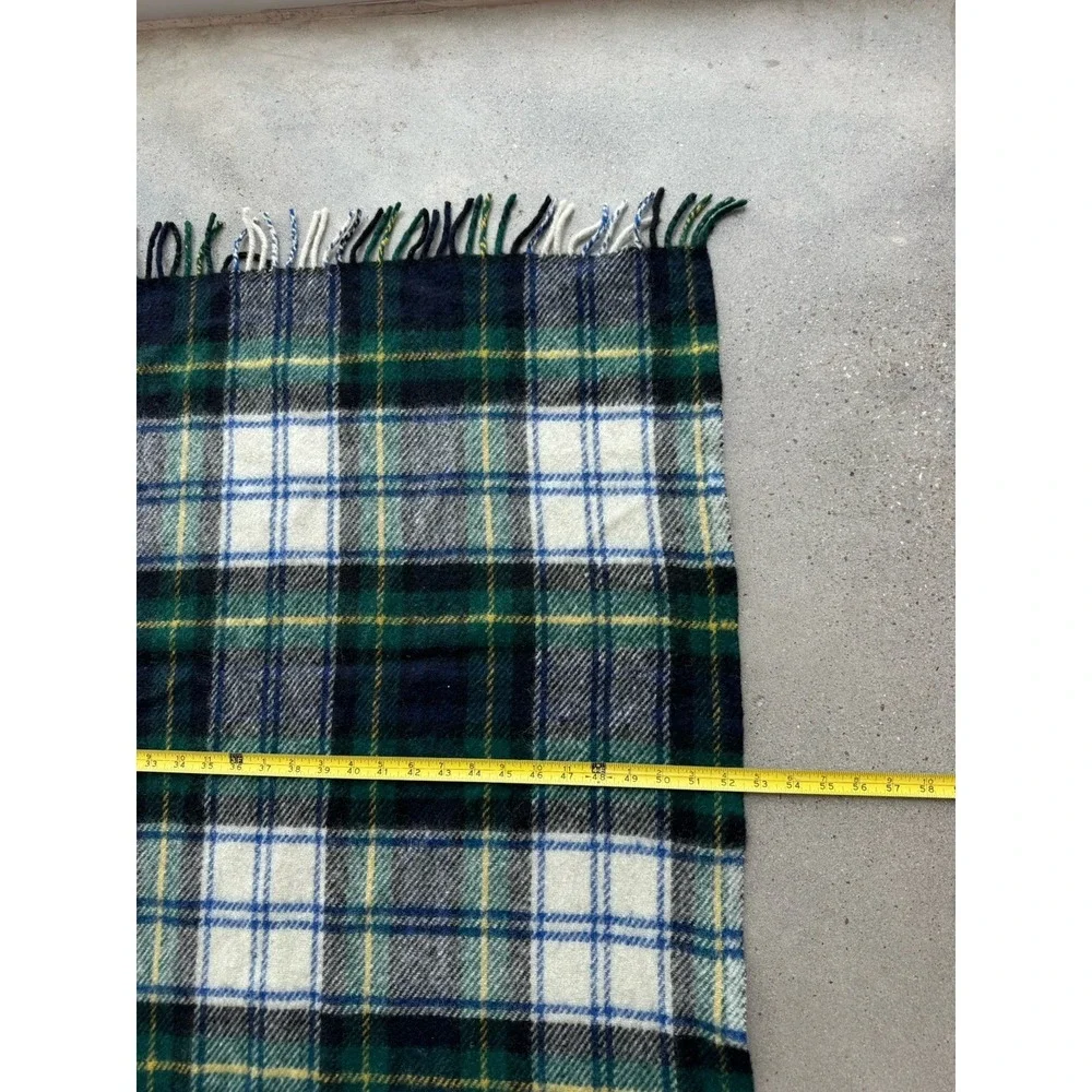 Vintage Highland Home Industries 100% Wool Scotland Fringed Throw Blanket 52x58